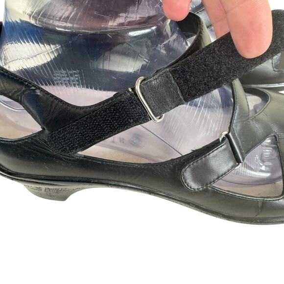 Aravon Black Leather Strappy Heeled Open Toe Adjustable Strap Sandals Size 10B - Picture 3 of 8